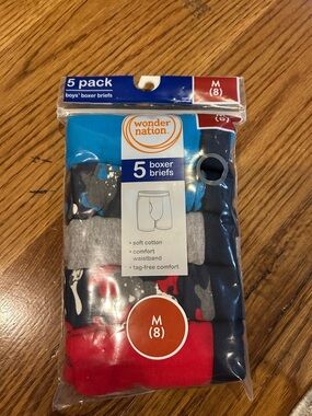 wonder nation Boy’s 5-Pack Boxer Briefs - size 8 - Blue, Navy, Gray, Red